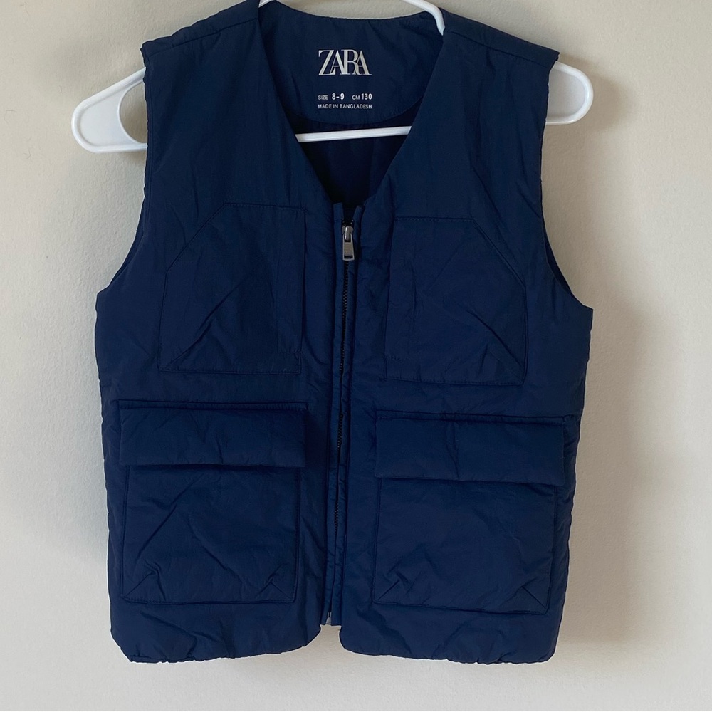 Zara Navy Blue Lightweight Puffer Vest